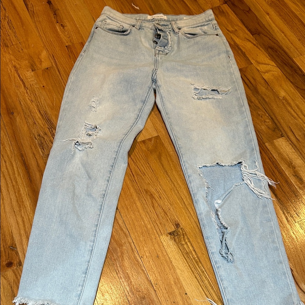 PacSun Distressed Light Blue Straight Leg Jeans
